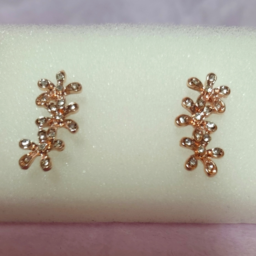 LC Lauren Conrad Rose Gold And Crystal Earrings
